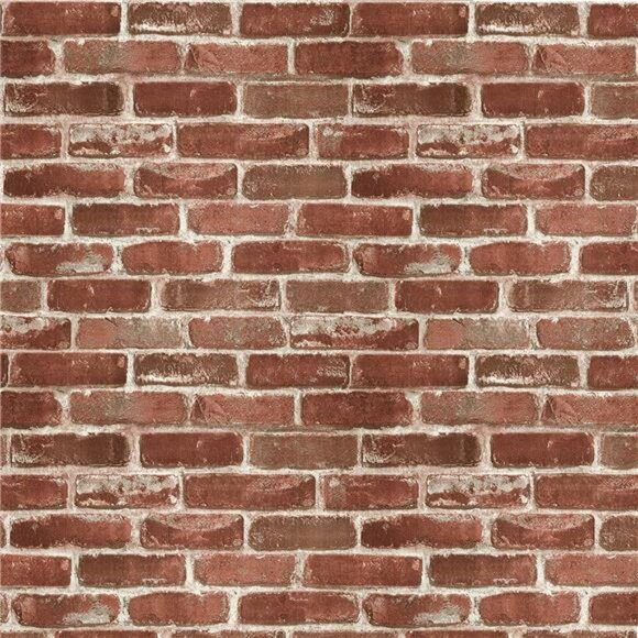 17.5x118" Red Brick Self-adhesive Peel‎ and Stick Waterproof Removable Wallpaper - Picture 1 of 6